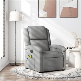 Fauteuil de massage inclinable Gris clair Tissu - 1