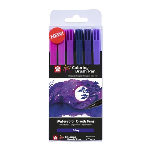 6 feutres - Pointe pinceaux  - Koi Coloring Brush Pen Galaxy colours - Sakura