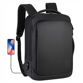 Sac à dos étanche homme avec chargement USB pour ordinateur portable 15.6  pouces - Noir - Sacs à dos pour ordinateur portable