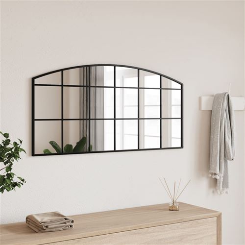 vidaXL Miroir mural noir 100x50 cm arche fer