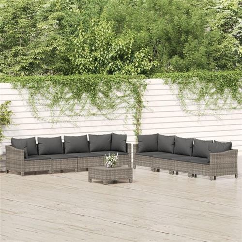 Non Communiqué Gris Salon De Jardin Modulable Vidaxl Resine Tressee 9 Pieces 63 X 63 X 55.5 Cm 8 Personnes