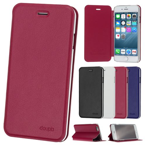 doupi Deluxe FlipCover pour iPhone 6 Plus / 6S Plus (5,5 pouces), Magnétique Style Livre Étui de Protection avec Support, Rouge Rose