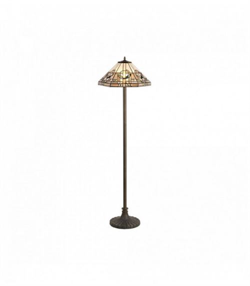 Lampadaire Tiffany Cindy 2 Ampoules Gris/Blanc
