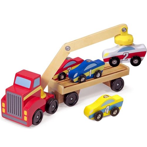 Camion Chargeur De Voitures Aimantées En Bois