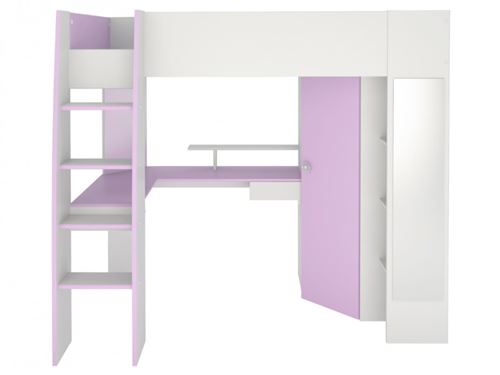 Lit Mezzanine Gemma 90x200cm Avec Bureau Rangements Et Armoire Integres Parme Et Blanc Lit Pour Enfant Achat Prix Fnac