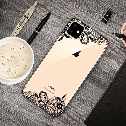Coque en TPU impression de motifs souple fleur noir pour votre Apple iPhone XR 6.1 pouces (2019)