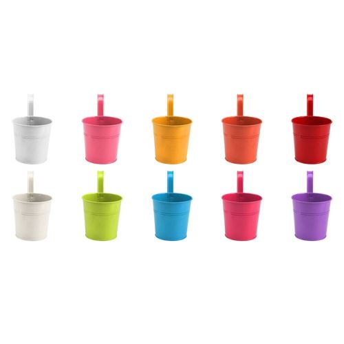 Pots de Fleurs Extérieur Fer Métal Suspendu Balcon Planteur 10 Pcs Différent Vase Coloré YYYP093