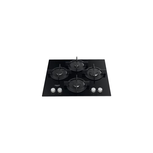 Hotpoint Ariston HAGS 61S/BK - Table de cuisson au gaz - 4 plaques de cuisson - Niche - largeur : 55.5 cm - profondeur : 47.5 cm - noir