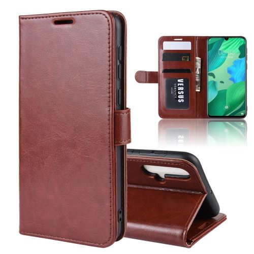 Etui en PU style de cheval fou flip avec support marron pour votre Huawei Nova 5/Nova 5 Pro