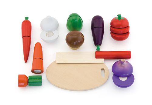 Viga Toys planche à découper en bois pour le petit déjeuner avec des jouets 9-pièces
