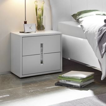 Table de chevet blanc laqué et chrome MAELLE 2 - L 52 x P ...
