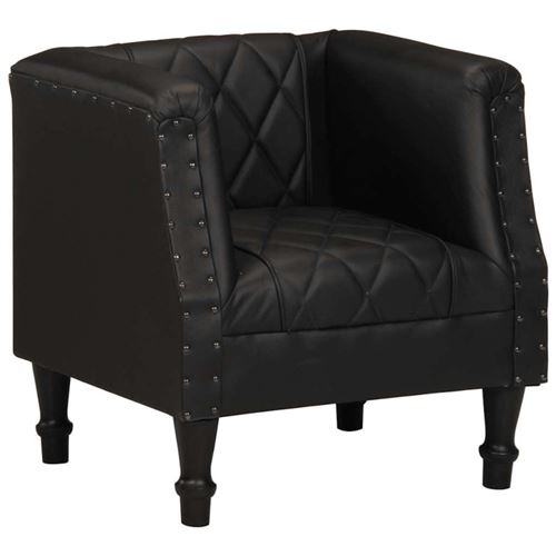 Vidaxl fauteuil noir cuir v&eacute;ritable de ch&egrave;vre 286617