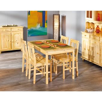 table moderne en pin massif vernis naturel 118 x 75 x 73cm
