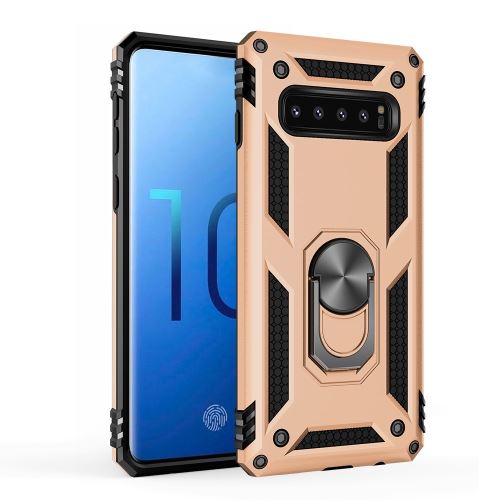 Coque en TPU armor hybride rotation 360 degrés kickstand or pour votre Samsung Galaxy S10