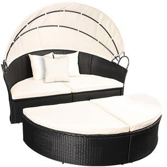 Salon De Jardin Lit Bain De Soleil Canape Rond Transat Resine Tresse Rotin Fauteuil Noir Mobilier De Jardin Achat Prix Fnac