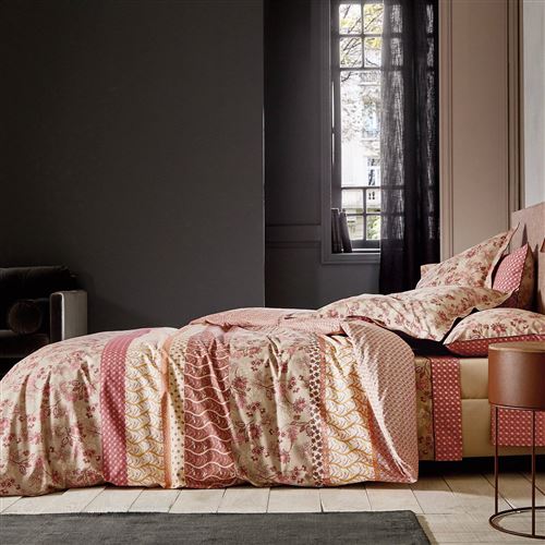 Housse de couette percale Decorum BLANC DES VOSGES, bois de rose - - 200 x 200 cm