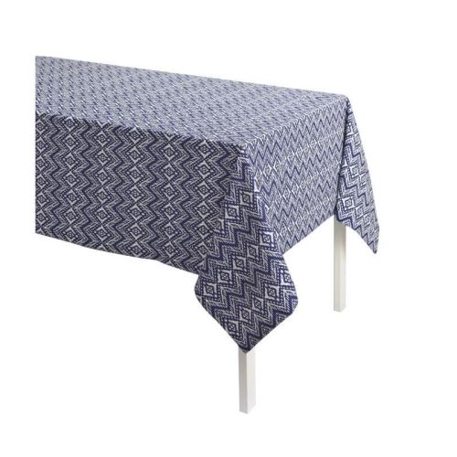 TODAY Nappe Imprimée CYCLADES 140x240 100% coton Bleu et blanc