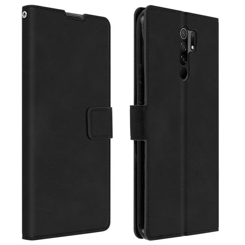 Housse pour Xiaomi Redmi 9 Étui Clapet Porte-carte Fonction Support Vintage noir
