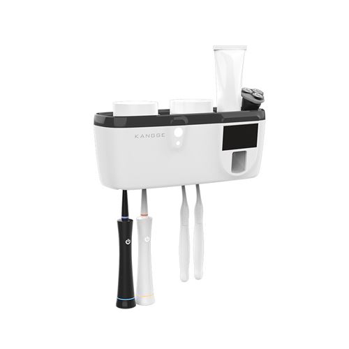 Porte-Brosse À Dents UV Énergie Solaire Avec Distributeur De Dentifrice et 2 Tasses Blancs
