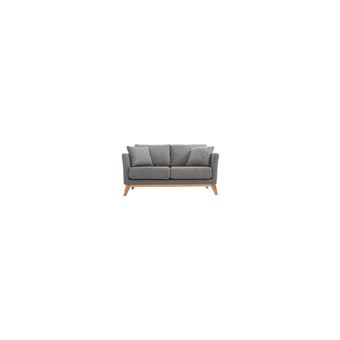 Canapé Scandinave 2 Places Déhoussable Gris Clair Et Bois Oslo