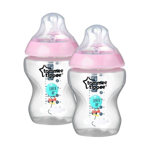 Lot de 2 biberons déco fille closer to nature 260ml - tommee tippee