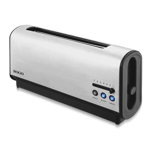 Grille-pain 2 tranches Sogo Deluxe 900W, acier inoxydable - LED, arrêt automatique