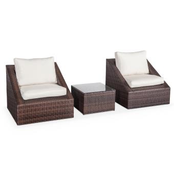 60 Sur Salon De Jardin 3 Elements En Resine Tressee 2 Fauteuils 1