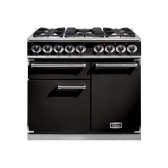 Falcon 1000 Deluxe - Cuisinière (four à deux étages) - pose libre - largeur : 99 cm - profondeur : 60 cm - hauteur : 91.2 cm - classe A - noir