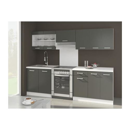 Ultra Cuisine Complete Avec Plan De Travail L 2m40 - Gris Mat