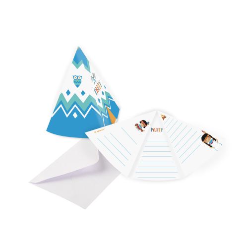 Amscan invitations avec enveloppe tipi-tente 10,8 cm papier bleu/blanc 8 pièces