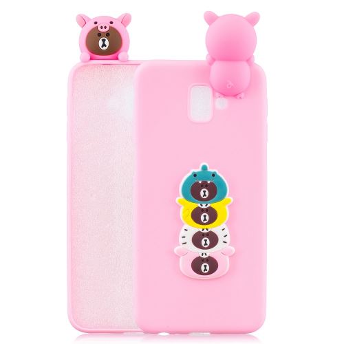 Coque en TPU impression de motifs de poupées mignonnes en 3D ours en caricature pour votre Samsung Galaxy J6 Plus J610F/J6 Prime