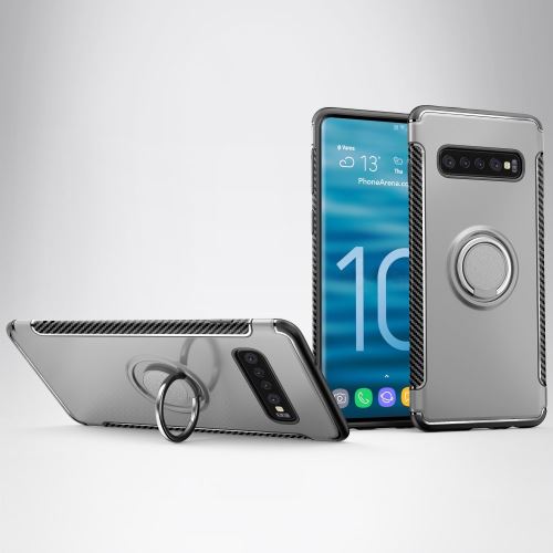 Coque en TPU armure porte-bague argent pour votre Samsung Galaxy S10