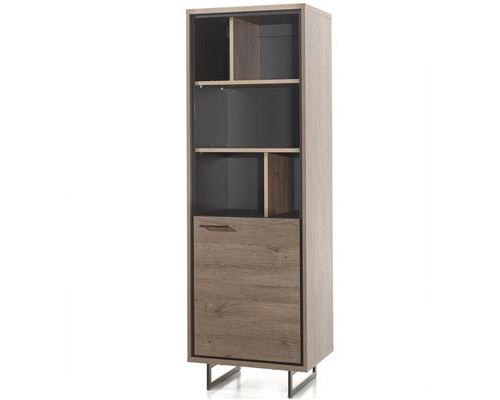 Colonne de rangement couleur chêne foncé ESTELLE - L 60 x P 48 x H 185 cm