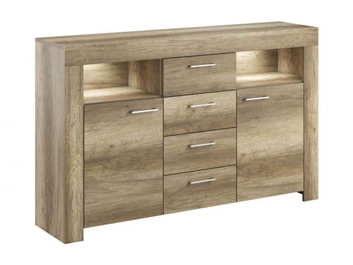 BOBOCHIC Buffet bas 155 cm SKYLINE Chêne blanchi