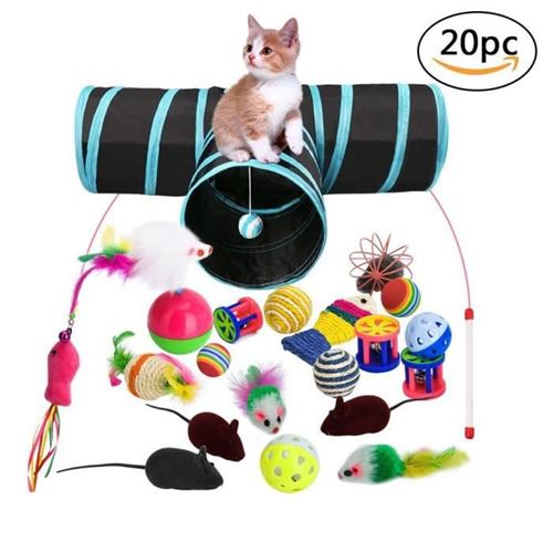 Tunnel Chat Jeu Chat Marsee Tuyau Pliable A 3 Voies Avec Des Balles Et Des Plumes Bleu Pour Lapin Chats Chiots Lapins Cobayes Etc Jouets Et Vetements Pour Chat Achat