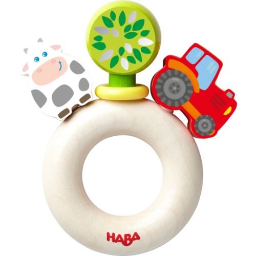 Haba hochet en bois Monde agricole 6,5 x 8,5 cm