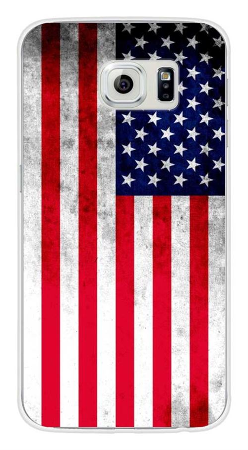 Coque en silicone imprimée compatible Samsung Galaxy S6 Drapeau USA