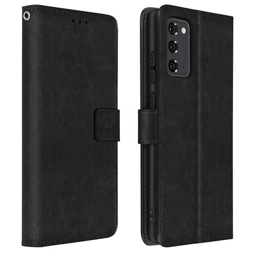 Avizar Étui pour Samsung Galaxy Note 20 Portefeuille Support Vidéo Vintage Dragonne Noir