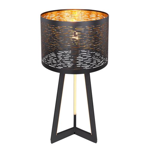 Lampe à poser design Tunno - Diam. 7 x H. 35 cm - Noir et doré