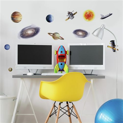 RoomMates stickers muraux navette spatiale planètes vinyle 24 pièces