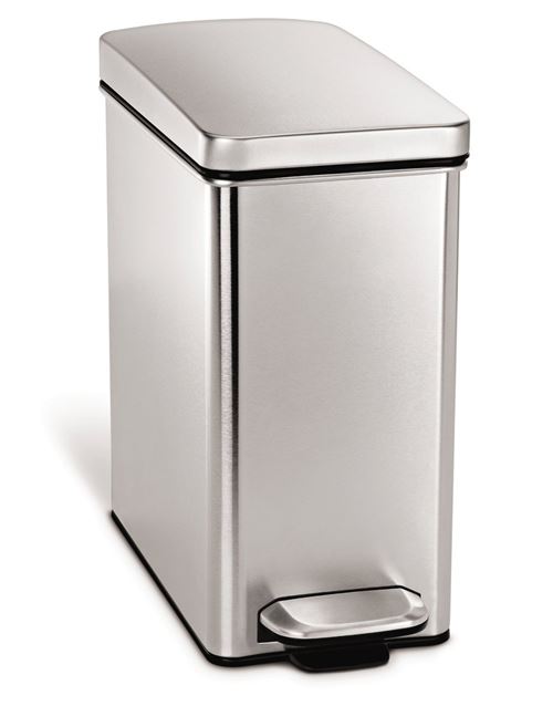 Poubelle étroite à pédale 10l anti-traces, simplehuman