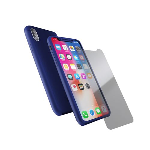 Wave Concept - Coque 360 En Rubber Pour Iphone X Bleu