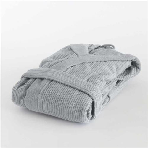 Peignoir Jacquard Svad Dondi Côtelé avec Capuche poches Unisexe, Taille: M, Couleur: Gris