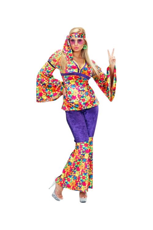 Costume Hippie Femme Velours - Multicolores - L