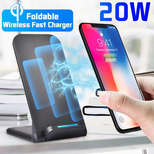 Chargeur Rapide Vertical Pliant Sans Fil Quic 20W Qi noir
