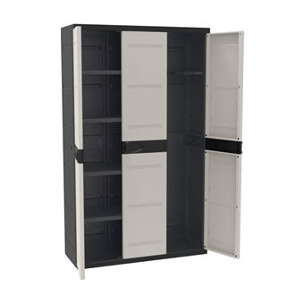 Titanium Plastiken Armoire Haute 3 Portes Avec Etageres Et