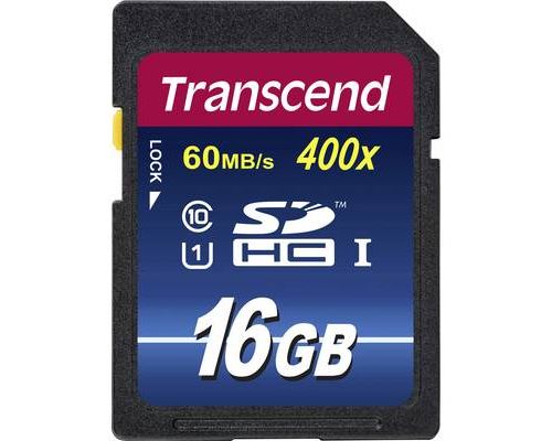 Transcend Premium - Carte mémoire flash - 16 Go - UHS Class 1 / Class10 - 400x - SDHC UHS-I
