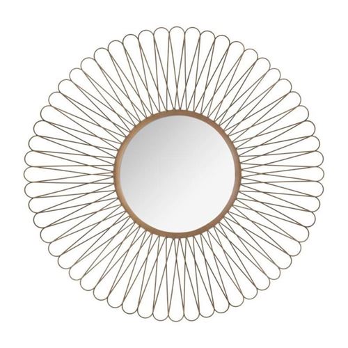 Miroir Mural Soleil 76cm Marron