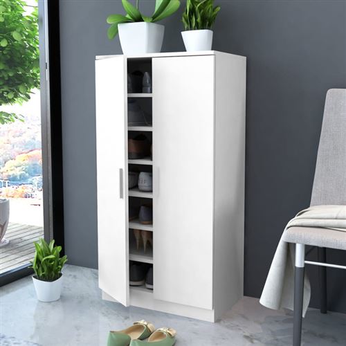 Vidaxl Blanc Meuble À Chaussures 7 Étagères - Image 3