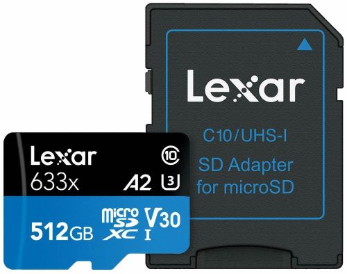 13€02 sur Cartes mémoire Lexar High-Performance 633x 512 Go microSDXC Class  10 UHS-I U3 A2 SDXC MicroSD - Carte mémoire micro SD - Achat & prix